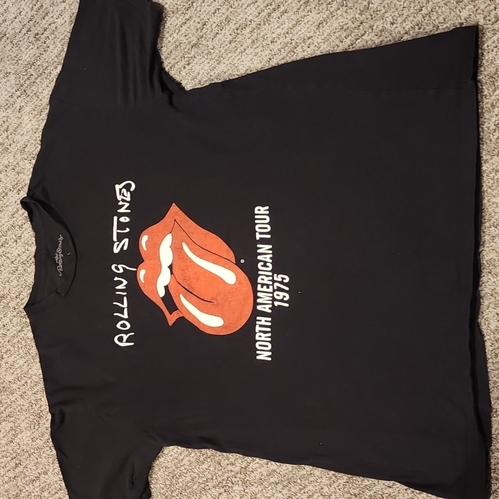 The Rolling Stones North American Tour 1975 size large 100% cotton crew neck - Picture 1 of 4